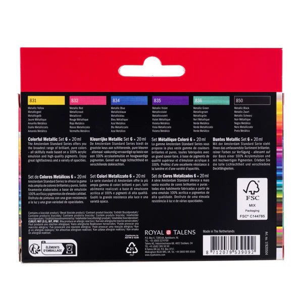 Amsterdam Acrylfarben - farbenfrohes Metallicset 6 x 20 ml