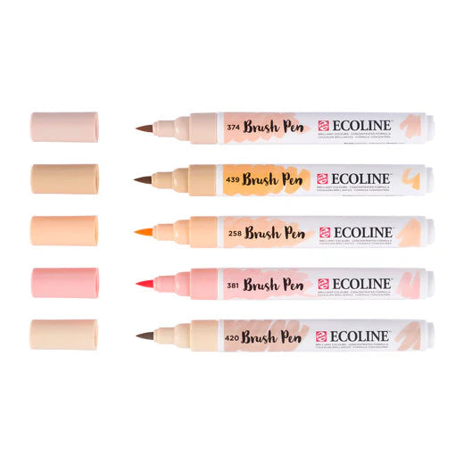 Ecoline Brush Pen - Portraitfarben-Set mit 5 Farben