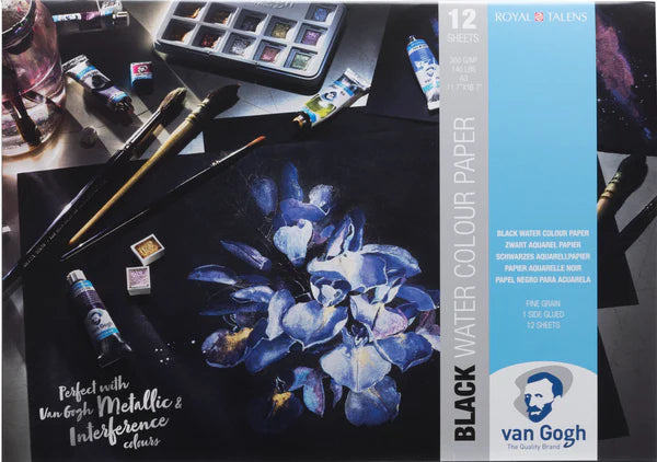 Talens Aquarellblock "Van Gogh" -  A4 (29,7 x 21 cm),  schwarz, 12 Blatt , 360 g/m²