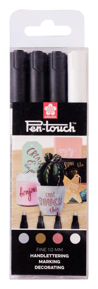 Sakura Pen-Touch Fasermaler fein - Set mit 4 Stiften (3x metallic, 1x weiss)