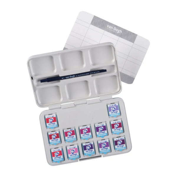 Talens Aquarellfarbkasten "Van Gogh" -12 Farbem in Rosa- und Violett-Tönen