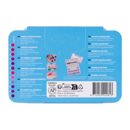 Talens Aquarellfarbkasten "Van Gogh" -12 Farbem in Rosa- und Violett-Tönen