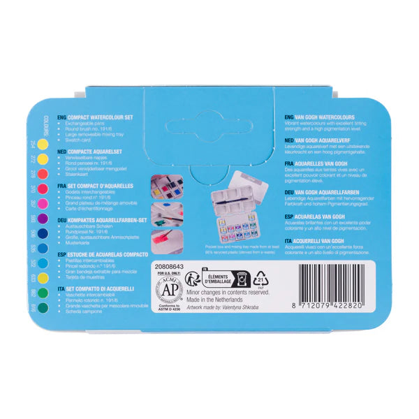 Talens Aquarellfarbkasten "Van Gogh" - 12 leuchtende Farben