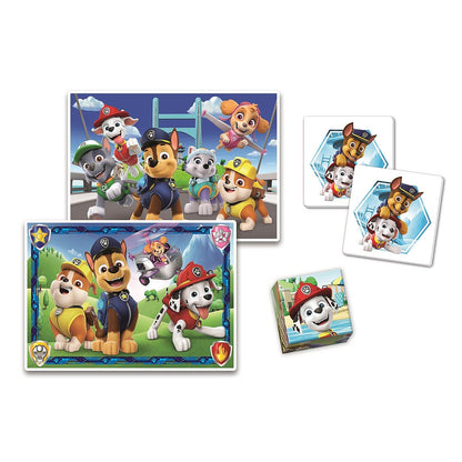 Clementoni 4er-Edukit - Paw Patrol "Rickety Ridge" (2x Puzzle, 1x Würfel, 1x Memory)