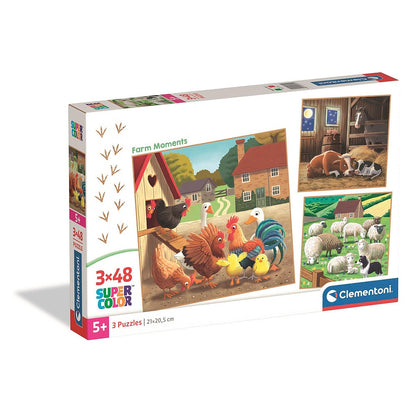 Clementoni 3-in-1 Puzzle - Momente auf dem Bauernhof (3 x 48 Teile)