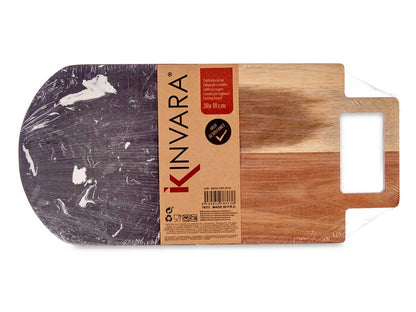 Schneidebrett aus Holz und Marmor (38 x 18 cm)