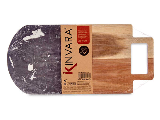 Schneidebrett aus Holz und Marmor (38 x 18 cm)
