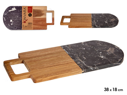 Schneidebrett aus Holz und Marmor (38 x 18 cm)