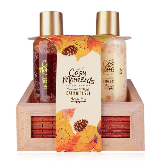 Badeset "Cosy Moments", in Holzbox mit Herbst -Motiven (Geschenkset)