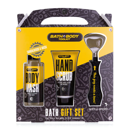 Geschenkset für Männer "Bad und Body Toolkit" mit Flaschenöffner (Hand- und Duschgel)