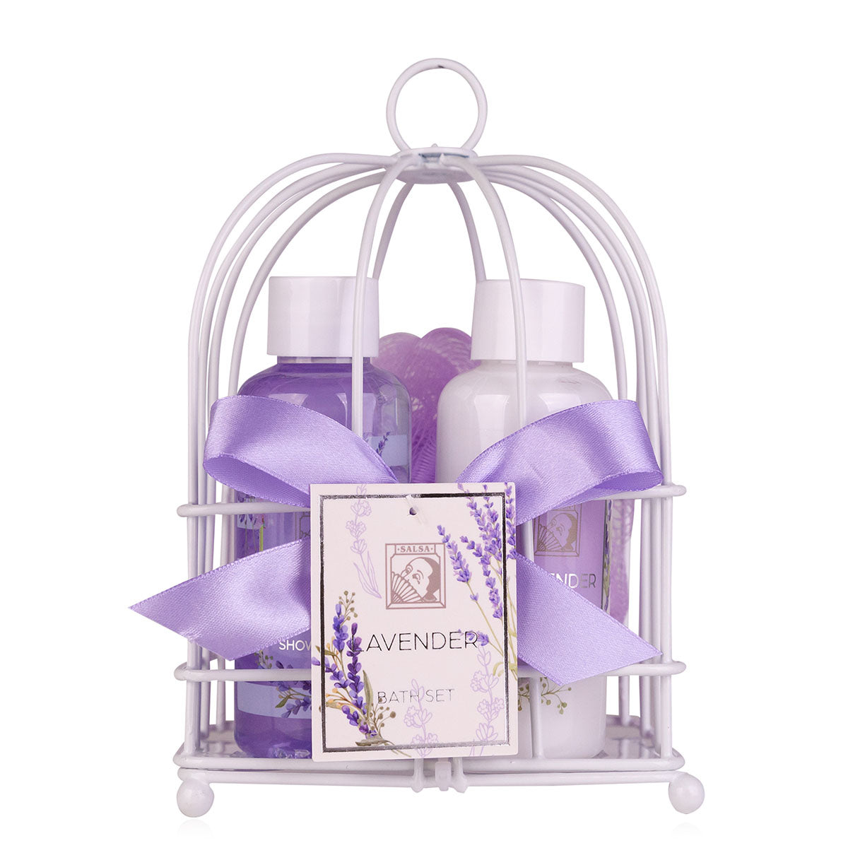 Geschenkset "Lavendel", in Vogelkäfig (Duschgel und Bodylotion, Duft: Lavendel)