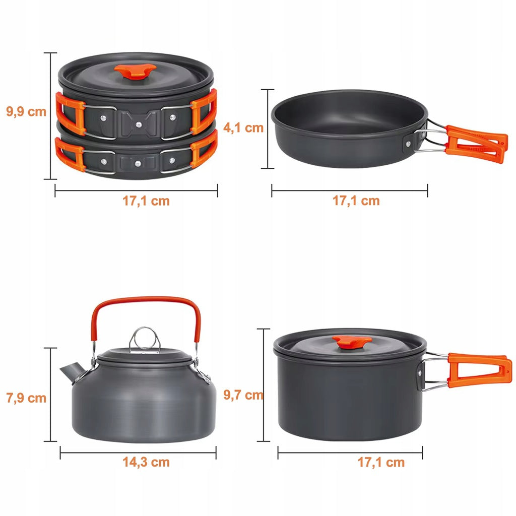 Kochset "Survival Camping", mit Pfannen und Besteck