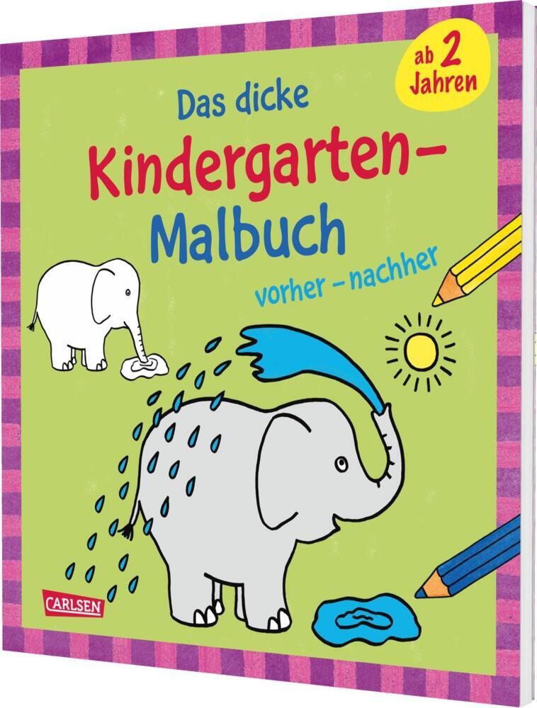 Ausmalbilder für Kita-Kinder: Das dicke Kindergarten-Malbuch: vorher und nachher (Katja Mensing)