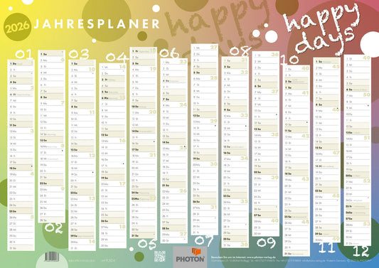 Jahresplaner "HAPPY DAYS" Kalender 2026 (Photon® Verlag)