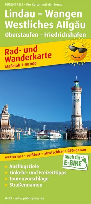 PublicPress Rad- und Wanderkarte Lindau - Wangen, Westliches Allgäu, Oberstaufen - Friedrichshafen