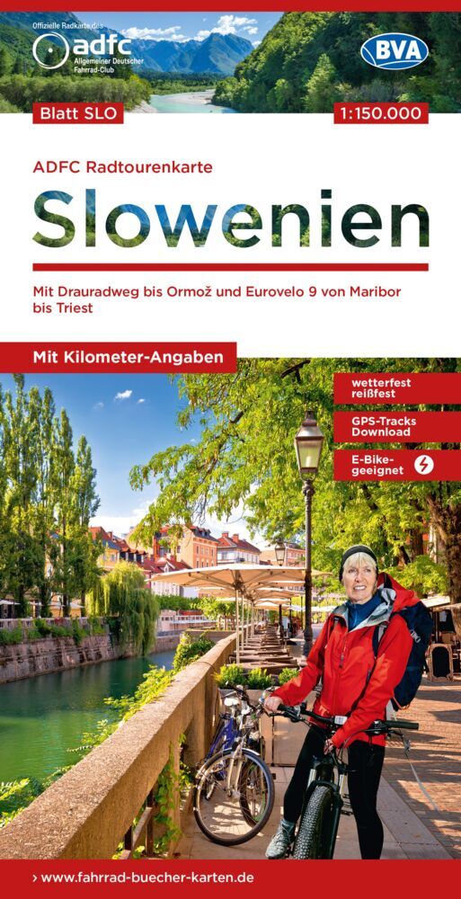 ADFC-Radtourenkarte SLO Slowenien 1:150.000, reiß- und wetterfest, E-Bike geeignet, GPS-Tracks Download, mit Kilometer-Angaben (Allgemeiner Deutscher Fahrrad-Club E.V. (Adfc))