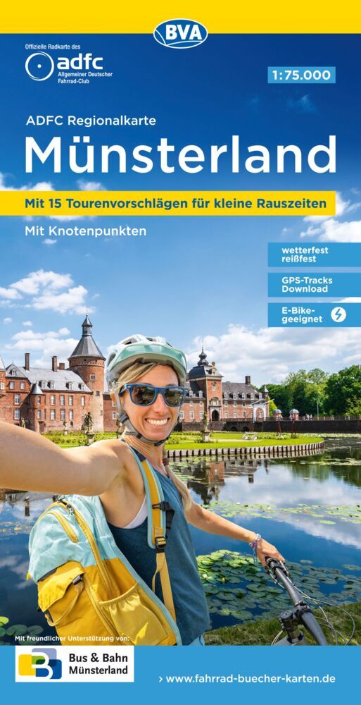 ADFC-Regionalkarte Münsterland, 1:75.000, mit Tagestourenvorschlägen, reiß- und wetterfest, E-Bike-geeignet, mit Knotenpunkten, GPS-Tracks-Download (Allgemeiner Deutscher Fahrrad-Club E.V. (Adfc))