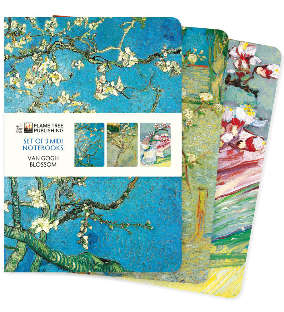 Dreier Set Mittelformat-Notizbücher: Vincent van Gogh, Blüten (Flame Tree Publishing)