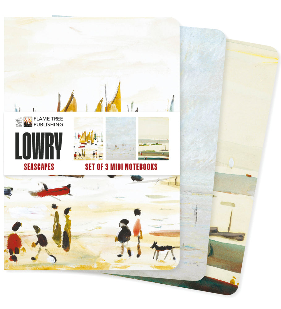 Dreier Set Mittelformat-Notizbücher: L. S. Lowry, Meerblicke (Flame Tree Publishing)