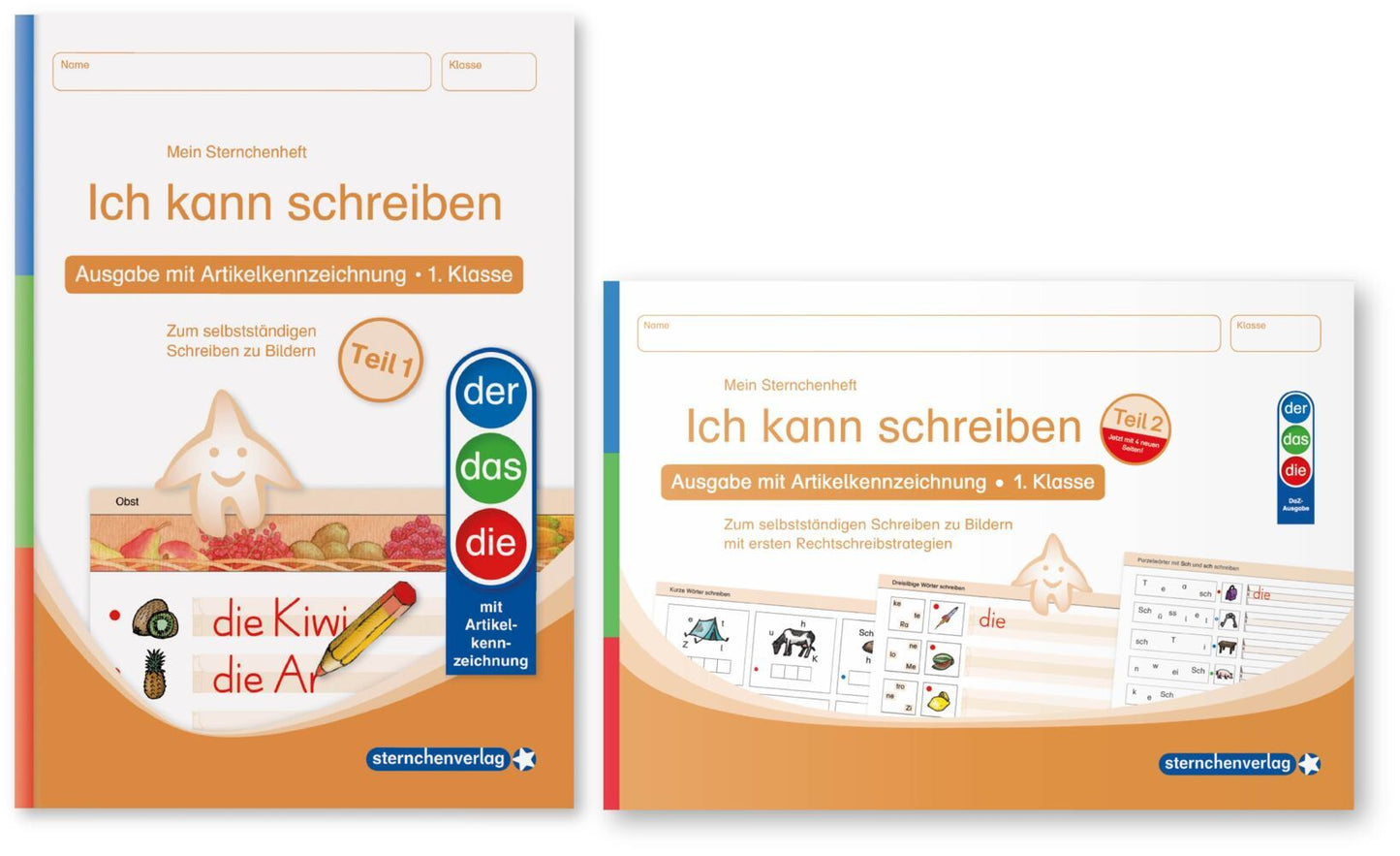 Ich kann schreiben Teil 1 und 2 im Set - Ausgabe mit Artikelkennzeichnung (DaZ) - Schülerarbeitshefte für die 1. Klasse (Sternchenverlag Gmbh)