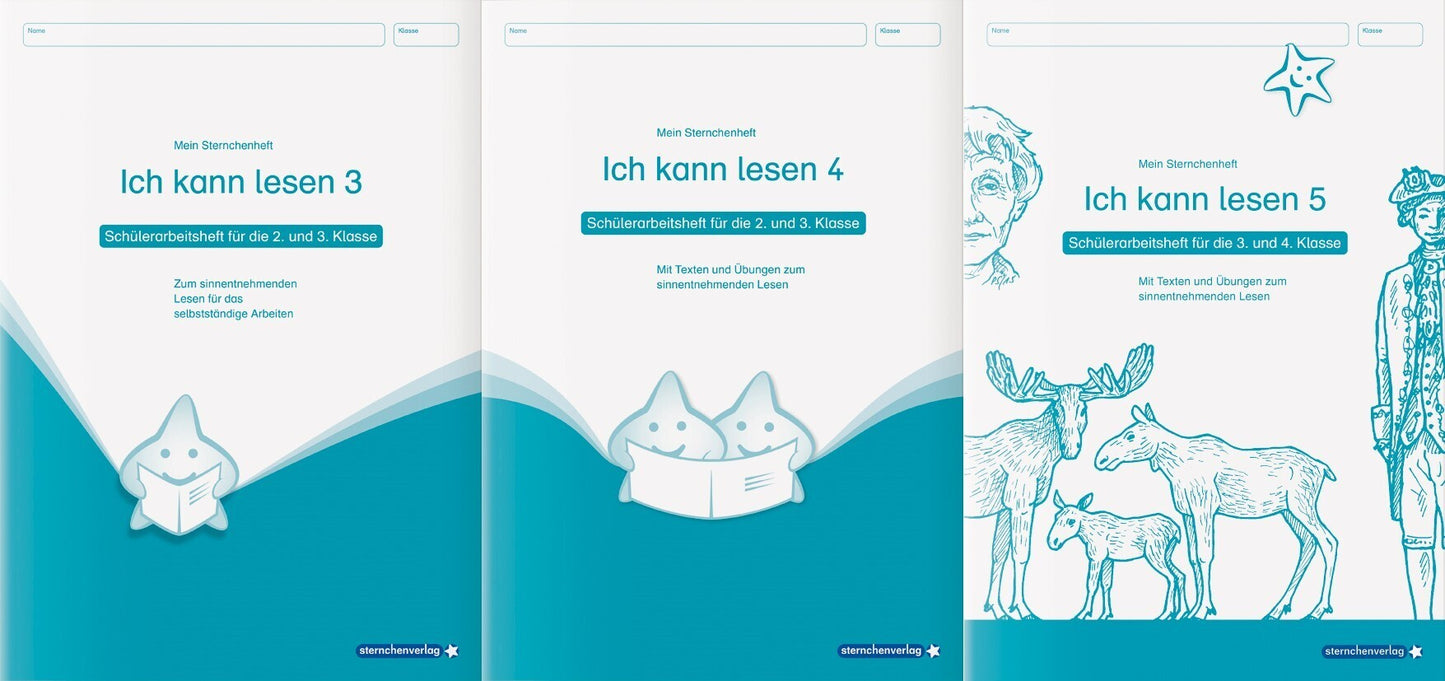 Ich kann lesen 3, 4 und 5 - 3 Schülerarbeitshefte für die 2. bis 4. Klasse (Sternchenverlag Gmbh)