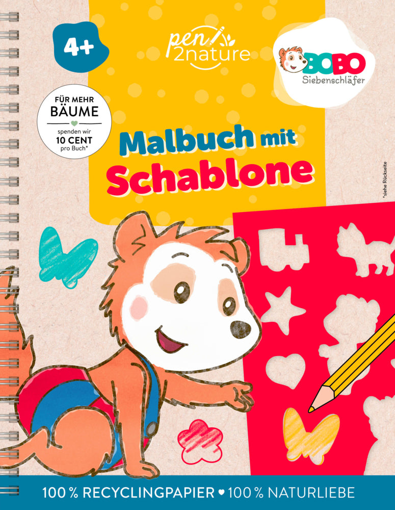 Bobo Siebenschläfer Malbuch mit Schablone. Zeichnen und Malen für Kinder ab 4 Jahren (Pen2Nature)