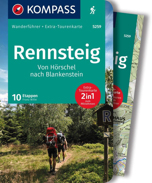 KOMPASS Wanderführer Rennsteig, 10 Etappen mit Extra-Tourenkarte (Franz Wille)
