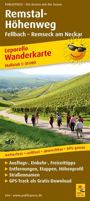 PublicPress Wanderkarte Remstal-Höhenweg, Fellbach - Remseck am Neckar