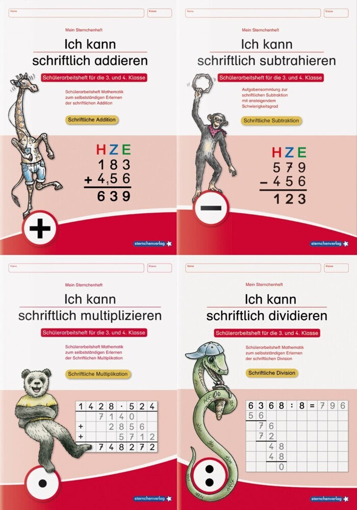 Ich kann schriftlich addieren, subtrahieren, multiplizieren und dividieren im Set (Sternchenverlag Gmbh)