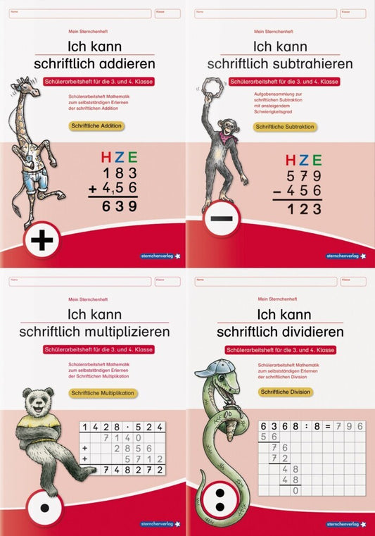 Ich kann schriftlich addieren, subtrahieren, multiplizieren und dividieren im Set (Sternchenverlag Gmbh)