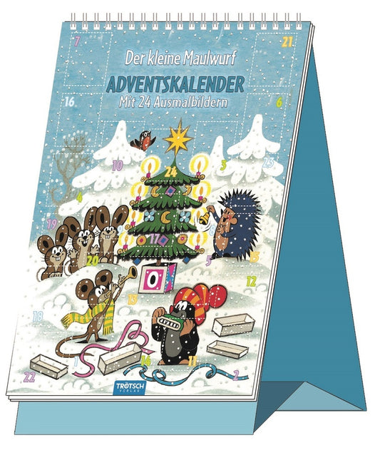 TRÖTSCH - Adventskalender "Der kleine Maulwurf" | Weihnachtskalender mit 24 lustigen Winter- & Weihnachtsmotiven zum Ausmalen (Trötsch Verlag)