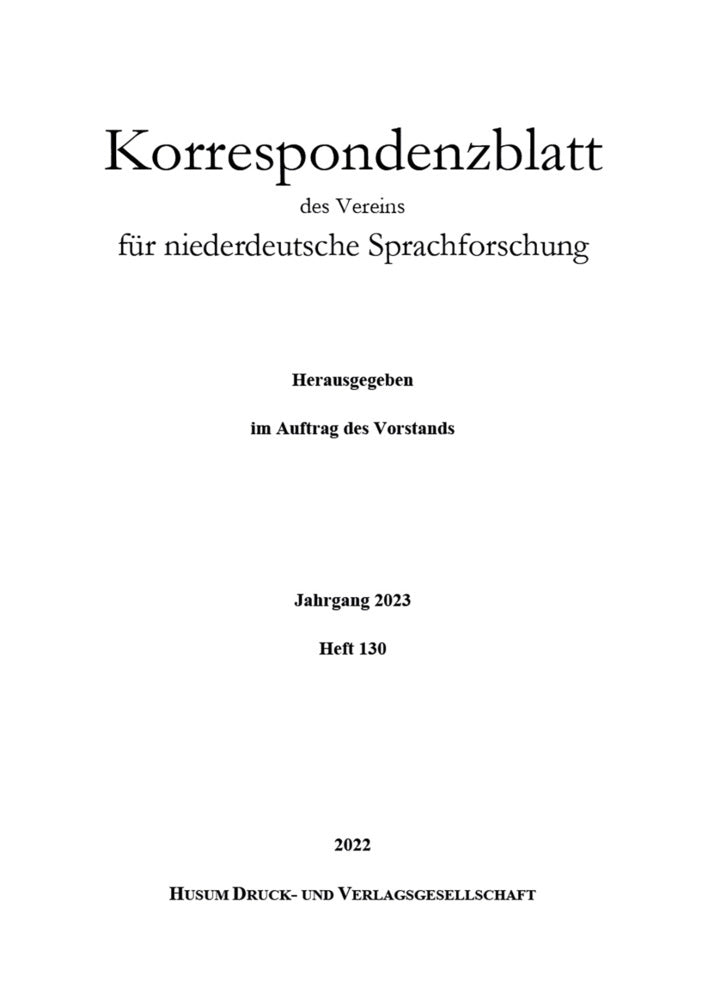 Korrespondenzblatt des Vereins für niederdeutsche Sprachforschung (Vorstand)