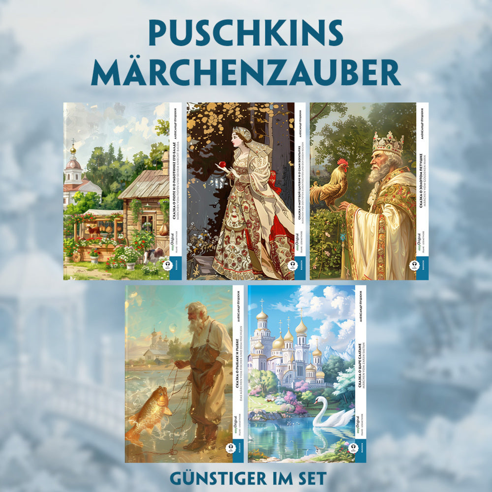 5 Puschkins Märchenzauber (5 Bücher + Audio-Online) - Frank-Lesemethode - Kommentierte zweisprachige Ausgabe Russisch-Deutsch, m. 5 Audio, m. 5 Audio, 5 Teile (Alexander Puschkin)
