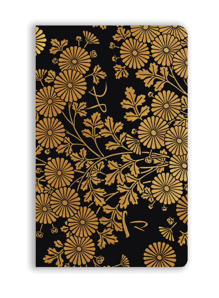 Premium Softcover Notizbuch: Uematsu Hobi, Box mit Chrysanthemen verziert (Flame Tree Publishing)