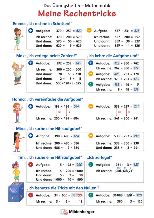 Das Übungsheft Mathematik 4 - Überarbeitete Neuauflage - Poster Meine Rechentricks (Nina Simon)