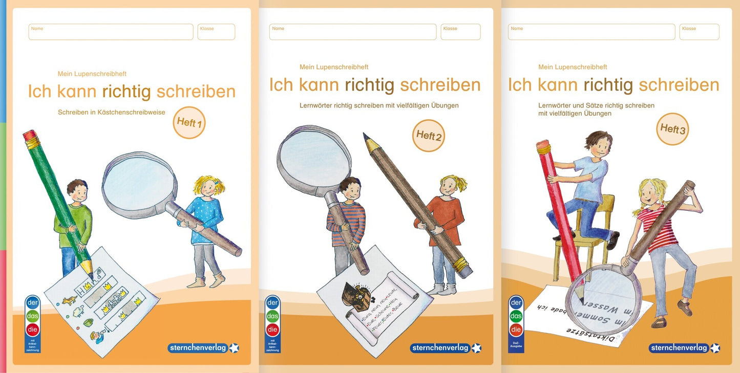 Mein Lupenschreibheft 1 bis 3 - Ich kann richtig schreiben - Ausgabe mit Artikelkennzeichnung (DaZ) (Sternchenverlag Gmbh)