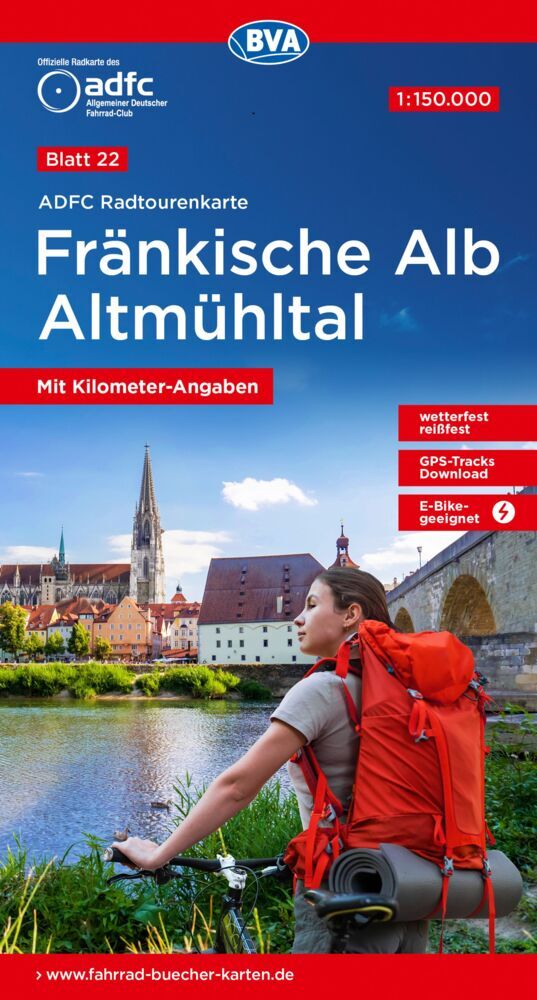 ADFC-Radtourenkarte 22 Fränkische Alb Altmühltal 1:150.000, reiß- und wetterfest, GPS-Tracks Download (Allgemeiner Deutscher Fahrrad-Club E.V. (Adfc))