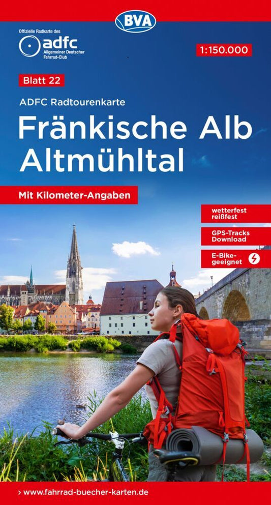 ADFC-Radtourenkarte 22 Fränkische Alb Altmühltal 1:150.000, reiß- und wetterfest, GPS-Tracks Download (Allgemeiner Deutscher Fahrrad-Club E.V. (Adfc))