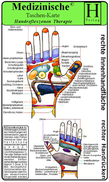 Handreflexzonen Therapie - Medizinische Taschen-Karte (Hawelka Hawelka Verlag)