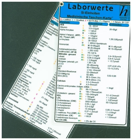 Laborwerte SI Einheiten - Medizinische Taschen-Karte (Hawelka Hawelka Verlag)