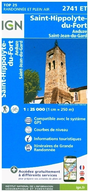 IGN Karte, Serie Bleue Top 25 Saint-Hippolyte-du-Fort.Anduze Saint-Jean-du-Gard