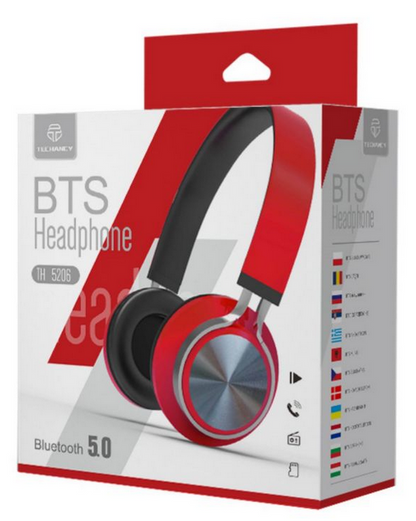 Techancy Bluetooth Over-Ear-Kopfhörer mit Mikrofon, rot