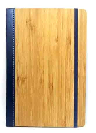 Notizbuch Bambus, Blue Metallic (blanco)