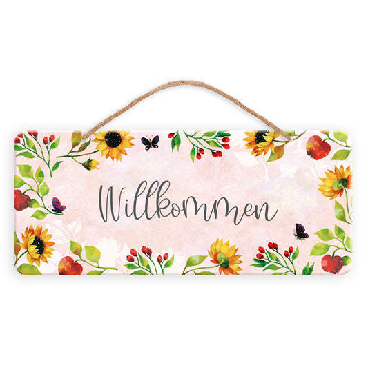 Dekoschild "Willkommen" (35 x 13 cm)