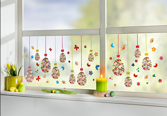 Fensteraufkleber "Ostereier" 136-teilig