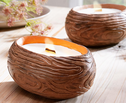 Knisterkerze "Wood" mit Vanilleduft