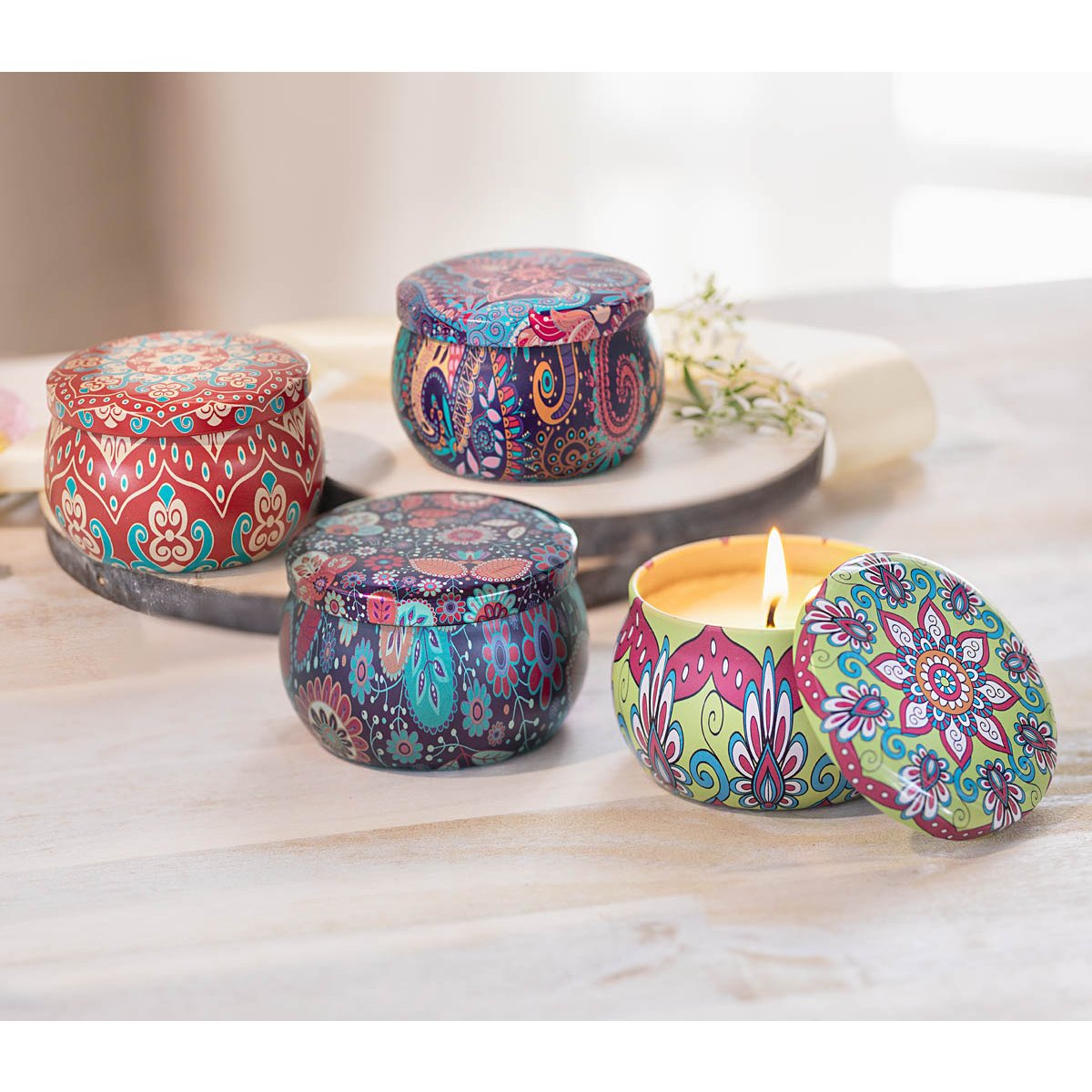 Geschenkset Duftkerzen Sensi in Dose, Sojawachs, 4er-Set