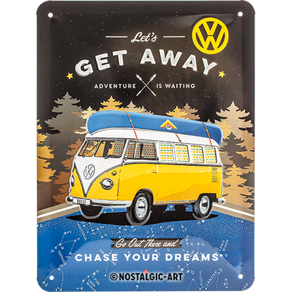 Blechschild 15x20. VW Bulli - Let's Get
