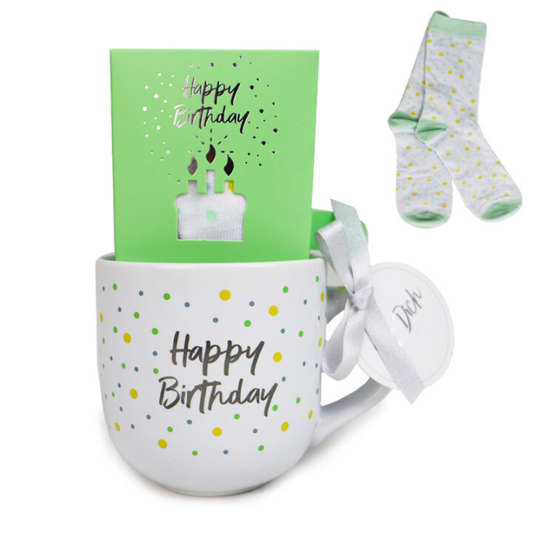 Geschenkset Tasse & Socken "Happy Birthday"
