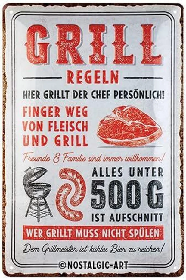 Blechschild "Grill Regeln" (30 x 20 cm)